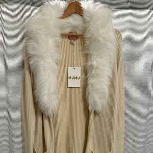 MUMU long sweater with faux fur collar